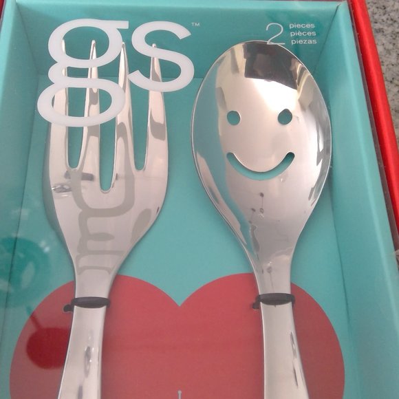 Other - Funky Stainless Steel Serving Fork and Spoon Set